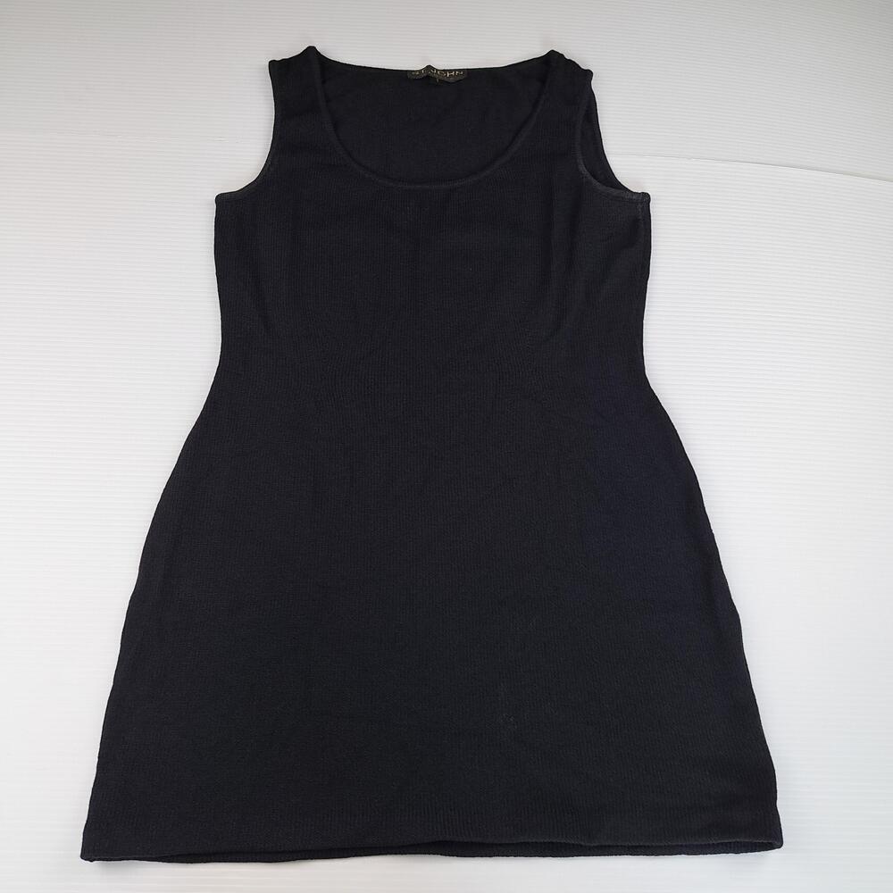St John Basics Dress Womens 2 Black Knit Scoop Neck Sleeveless Tank Sheath Short